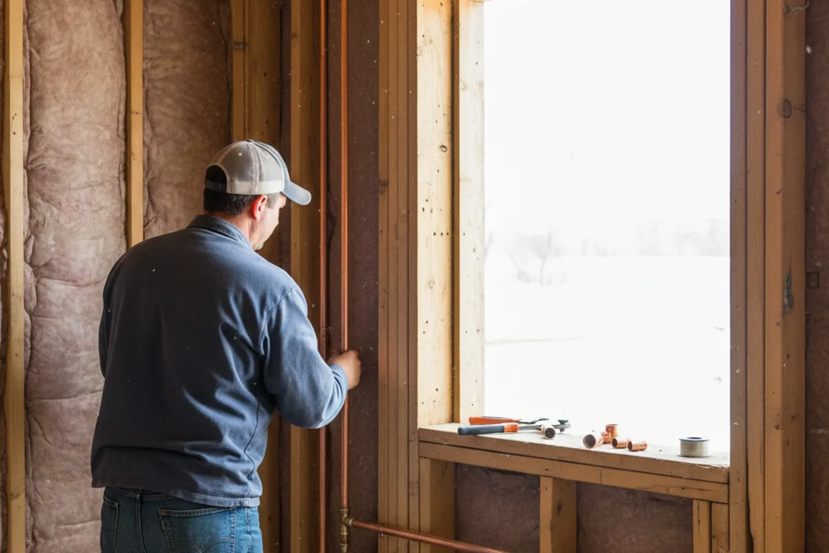 Licensed plumber running new copper supply lines in a Lexington home