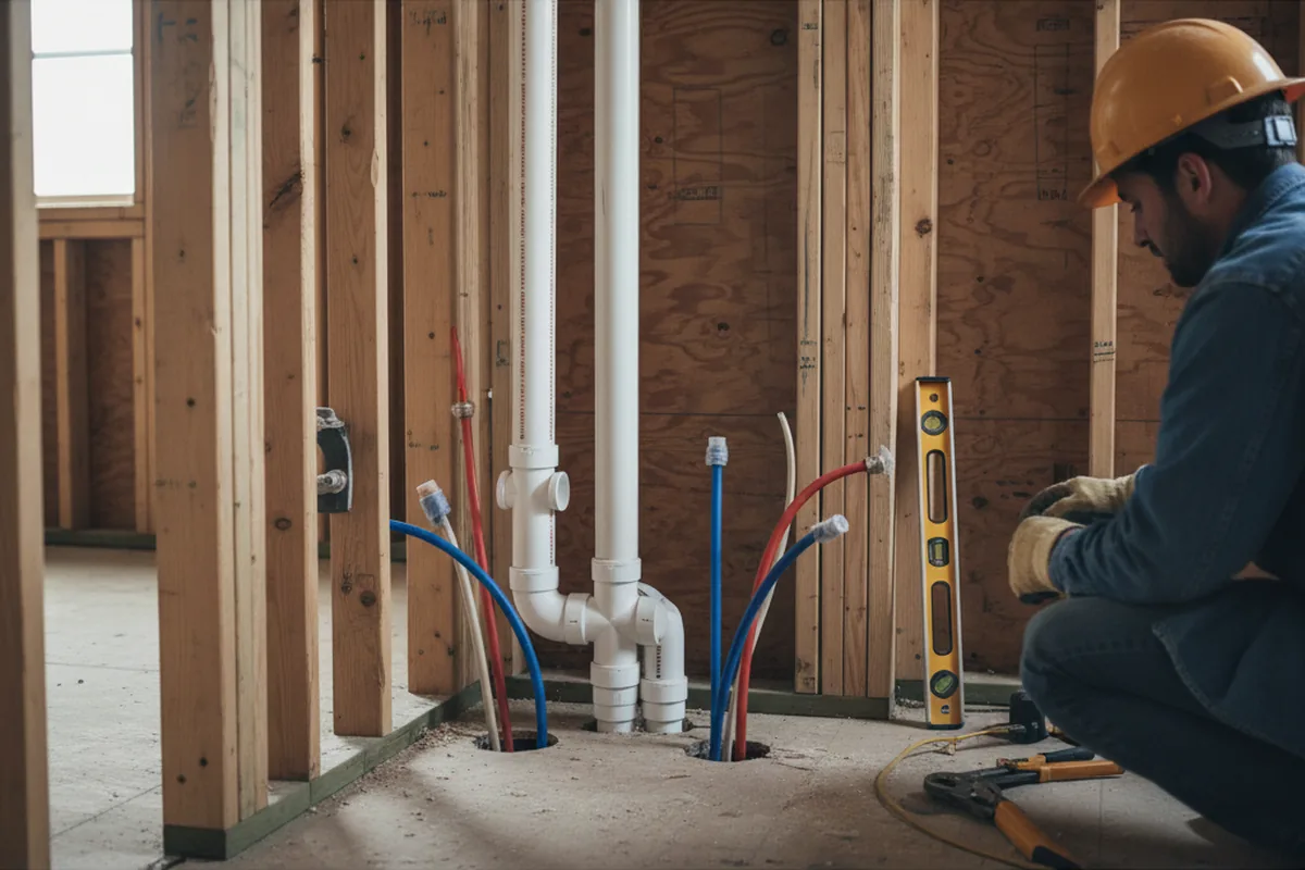 Drain and supply rough-in during Drain Cleaning in Lexington